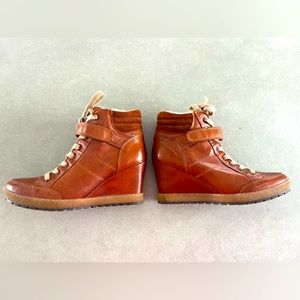 ALDO Leather Shearling Wedge Booties